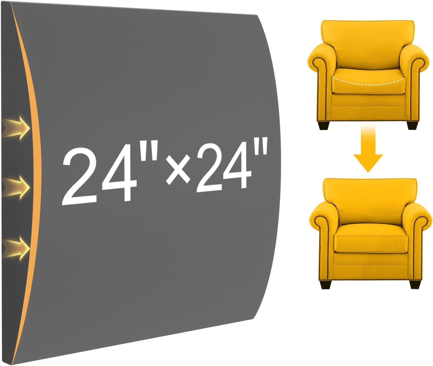 MYLIFESION Couch Cushion Support for Sagging Seat, 24x24x2 inches High-Density Foam Sofa Cushions Support, Under Cushion Sag Repair, Grey Set of 1