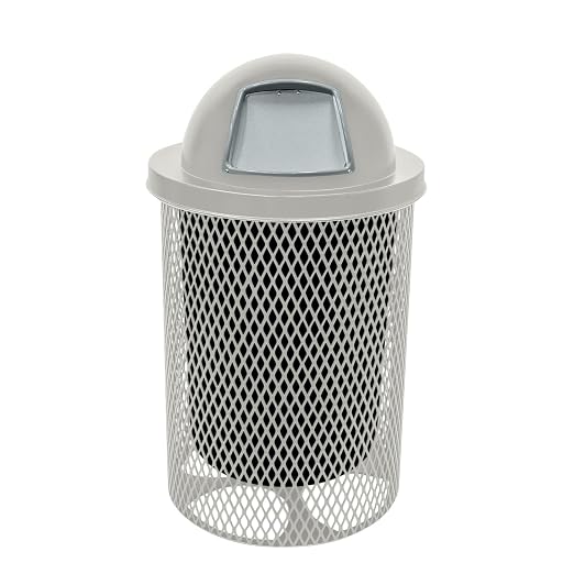 COATEDOUTDOORFURNITURE RDT-TXTGRY Heavy Duty 32 Gallon Round Trash Receptacle by CoatedOutdoorFurniture