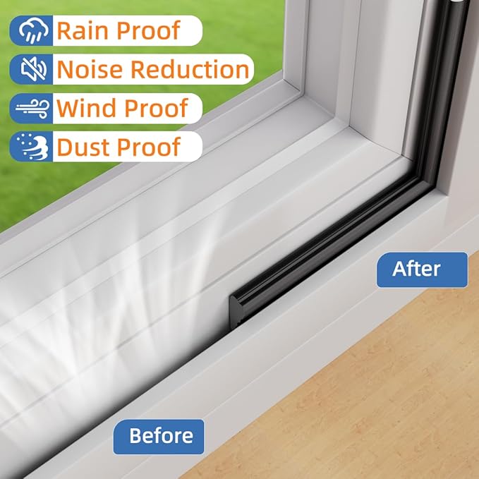 Wedge-Shape Window Weather Stripping Door Frame Seal Strip 196” Black, Upgrade - Image 6