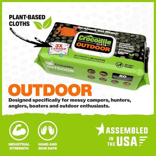 Crocodile Cloth Outdoor Cleaning Wipes – 80 Count Plant-Based Cloths, Skin Safe - Image 2
