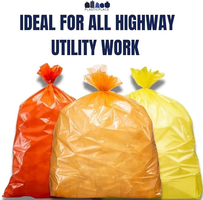 Plasticplace 55-60 gallon Trash Bags │ 1.2 Mil │ Orange Heavy Duty Garbage Can - Image 6