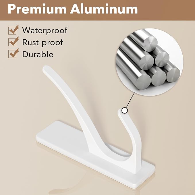 Self Adhesive Coat Hooks for Hanging, Heavy Duty Stainless Double Wall Hook for - Image 5