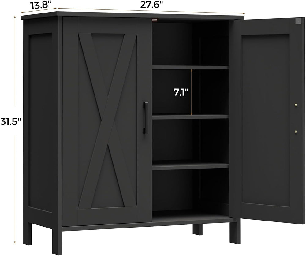 Homleke Farmhouse Shoe Cabinet with 2 Barn Doors & Wood Legs