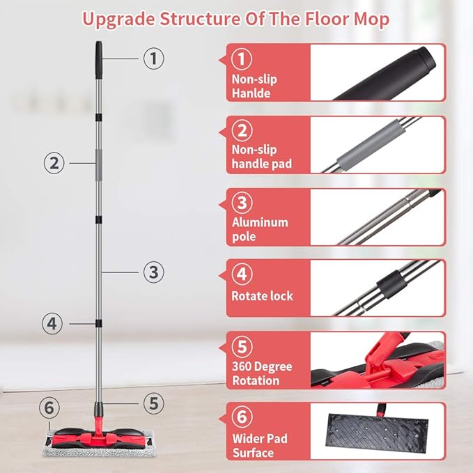 MEXERRIS Microfiber Mops for Hardwood Laminate Tile Floor Cleaning: Stainless - Image 4