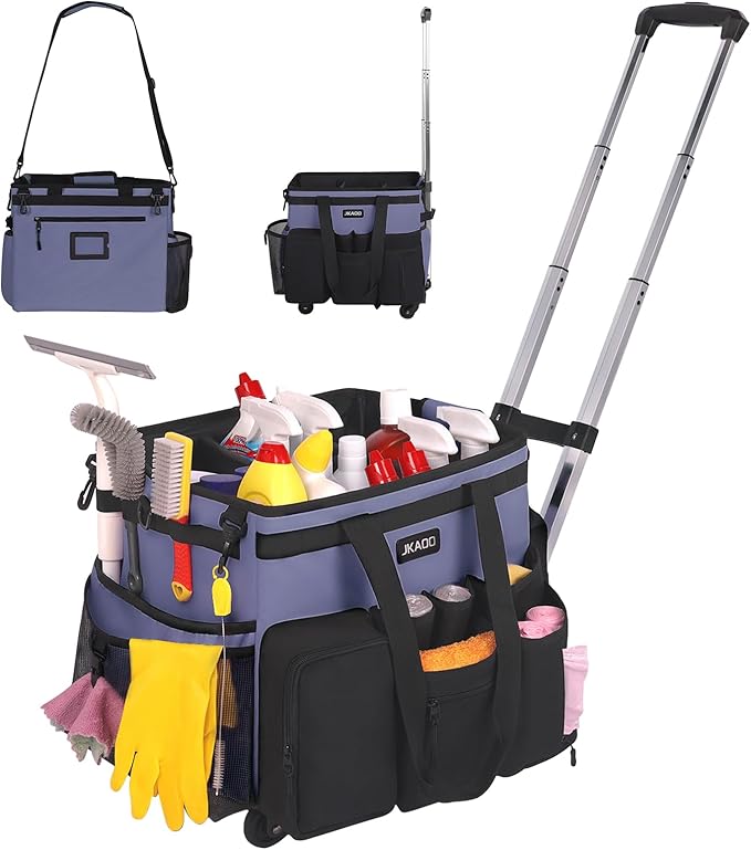 Large Rolling Cleaning Caddy Bag by JKAOO