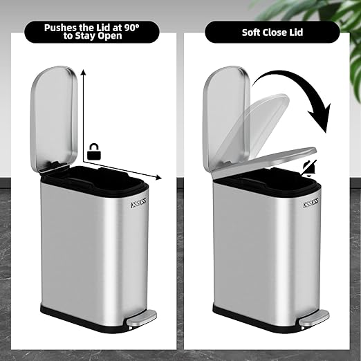 2.6 Gallon Slim Bathroom Trash Can - Image 3