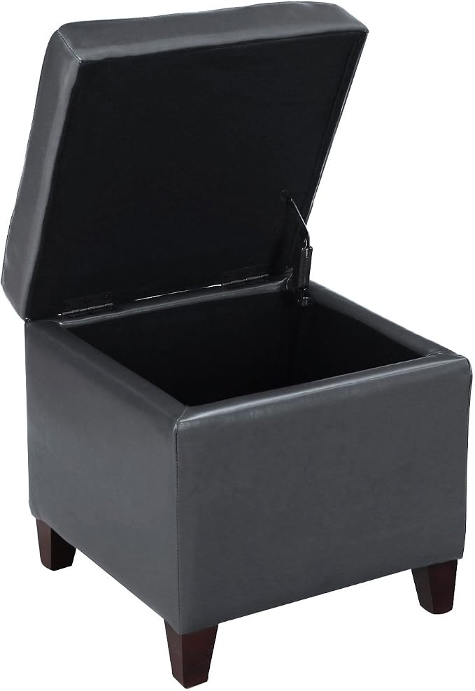 Adeco Bonded Leather Square Tufted Cubic Cube Storage Footstool, - Image 7
