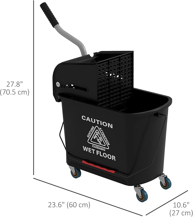 HOMCOM Compact Mop Bucket with Wringer on Wheels - Image 7