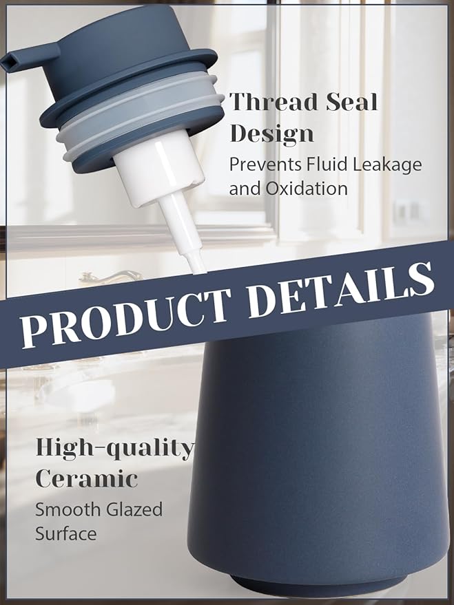 INGOFIN Ceramic Foaming Soap Dispenser -14 oz Foam Hand Soap Dispenser Bathroom - Image 5