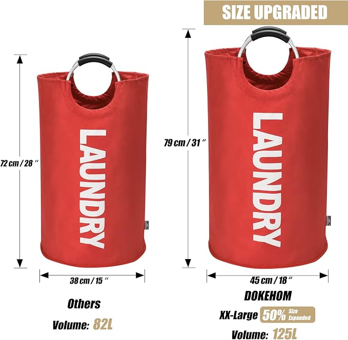 DOKEHOM 125L X-Large Collapsible Washing Laundry Basket Bag - Image 3