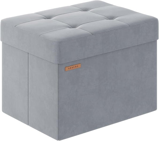 Folding Storage Ottoman, Velvet Storage Bench, Foot Stool, by Liveinacomfortablehome