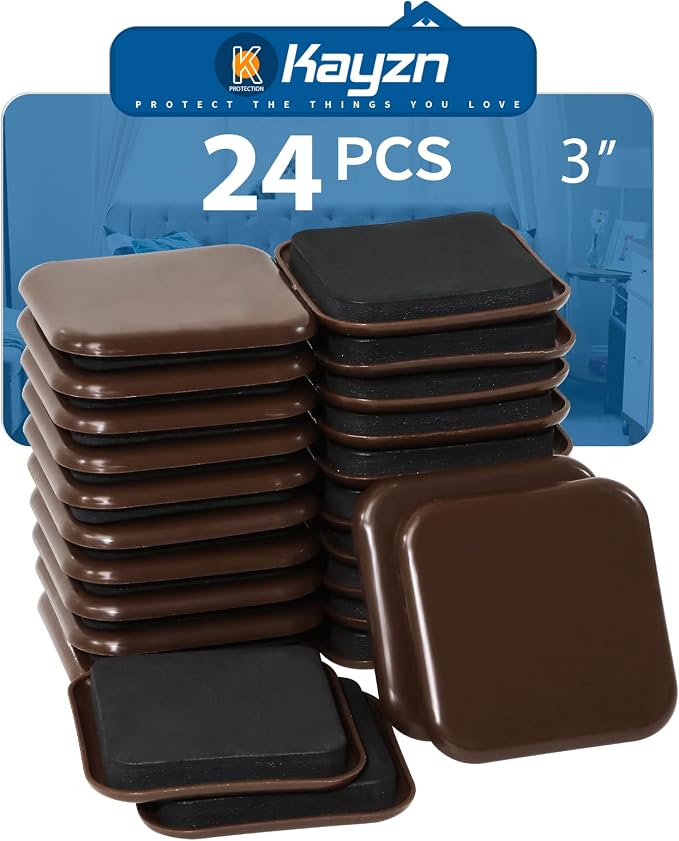 Square Furniture Sliders for Carpet, Reusable Furniture Movers Sliders by Kayzn