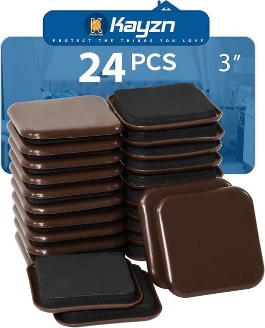 Square Furniture Sliders for Carpet, Reusable Furniture Movers Sliders by Kayzn