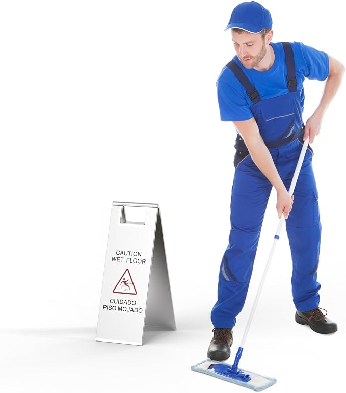 Stainless Steel Wet Floor Sign 2 Pack, 24 Inch Double-Sided Foldable Caution - Image 7