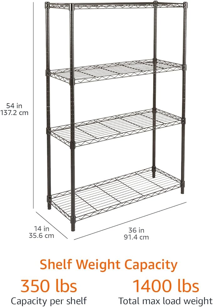Amazon Basics 4-Shelf Adjustable Heavy Duty Steel Wire Rack Storage Shelving - Image 5
