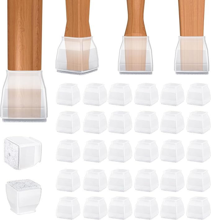 BALEINE 32 Pack Silicone Chair Leg Floor Protectors, Stool Leg Protectors Cap by BALEINE