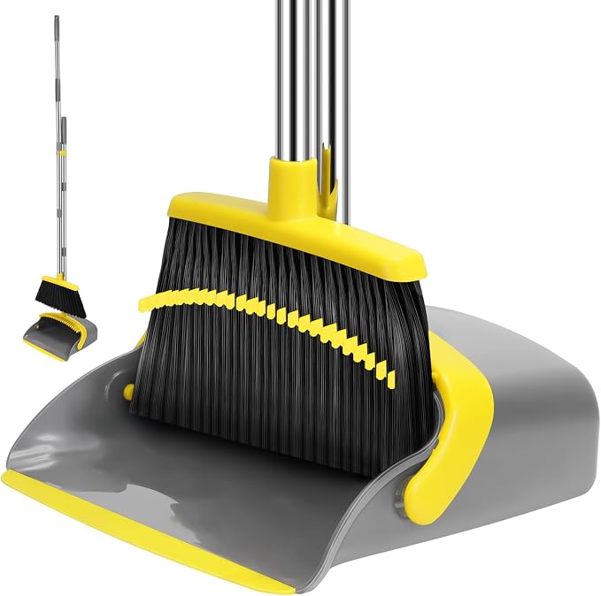 NACENA Broom and Dustpan Set, 55-in Long Adjustable Handle Broom Dustpan Combo by NACENA