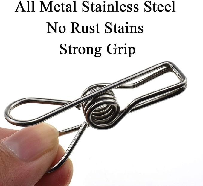 HAHIYO Clothespins Chip Clips All Metal Stainless Steel No Rust Stains Strong - Image 5