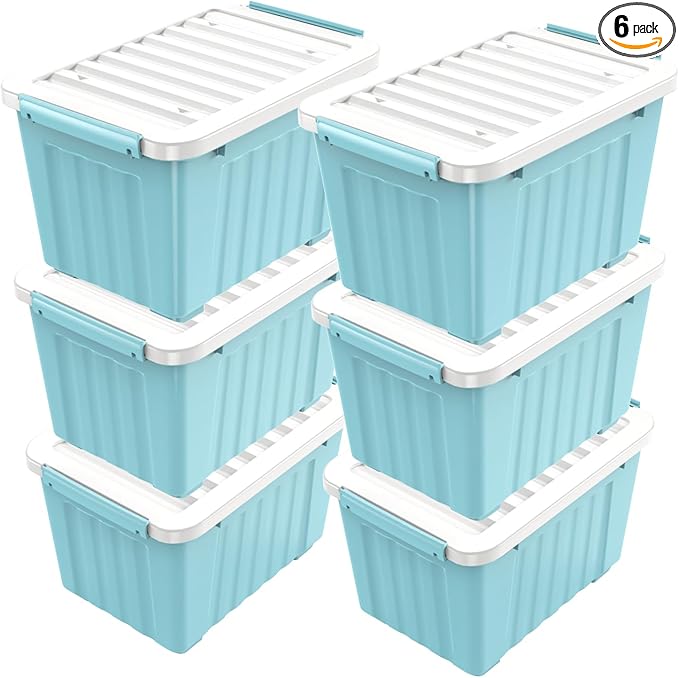 Nazhura 97 Quart Plastic Storage Bin, Stackable and Nestable Storage Boxes by NazhuraGoodCompanionAtHome