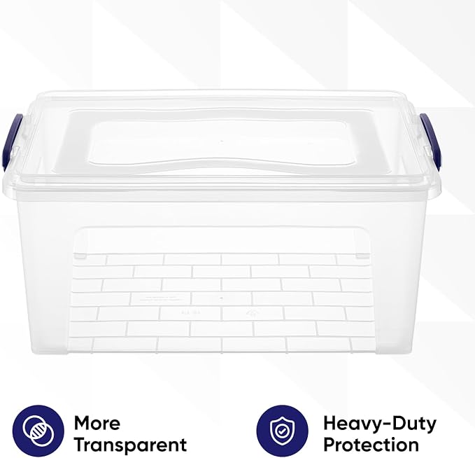 Superio Storage Bins with Lids, Stackable Totes, BPA Free, Odor Free, Organizer