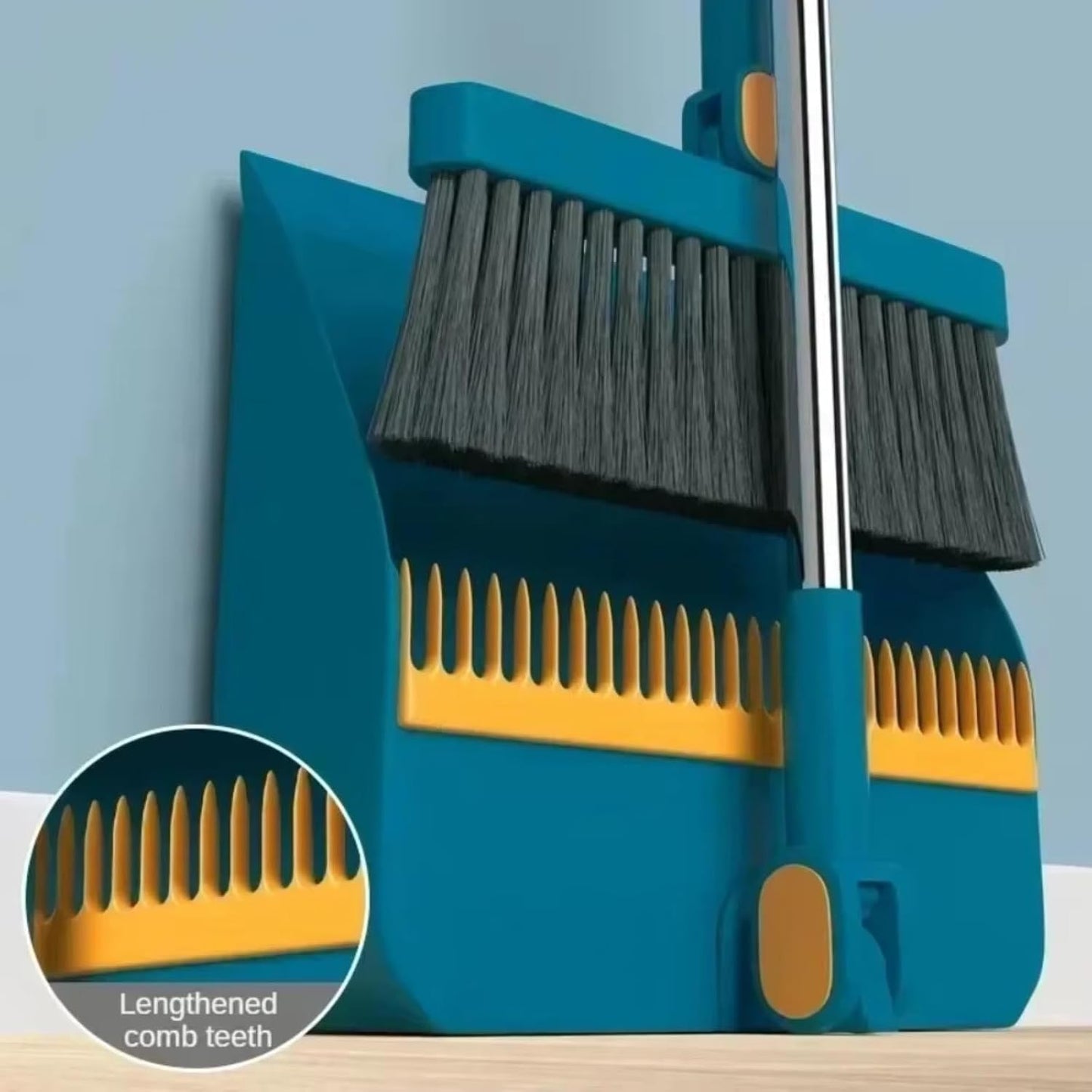 Foldable Broom and Dustpan Set, Compact Wall Mountable with Extra Stiff Bristles for Easy Storage & Cleaning (White)