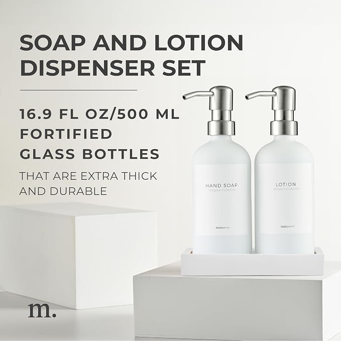 MaisoNovo Soap Dispenser 3-Piece Set | 16.9oz White Bottles - Image 2