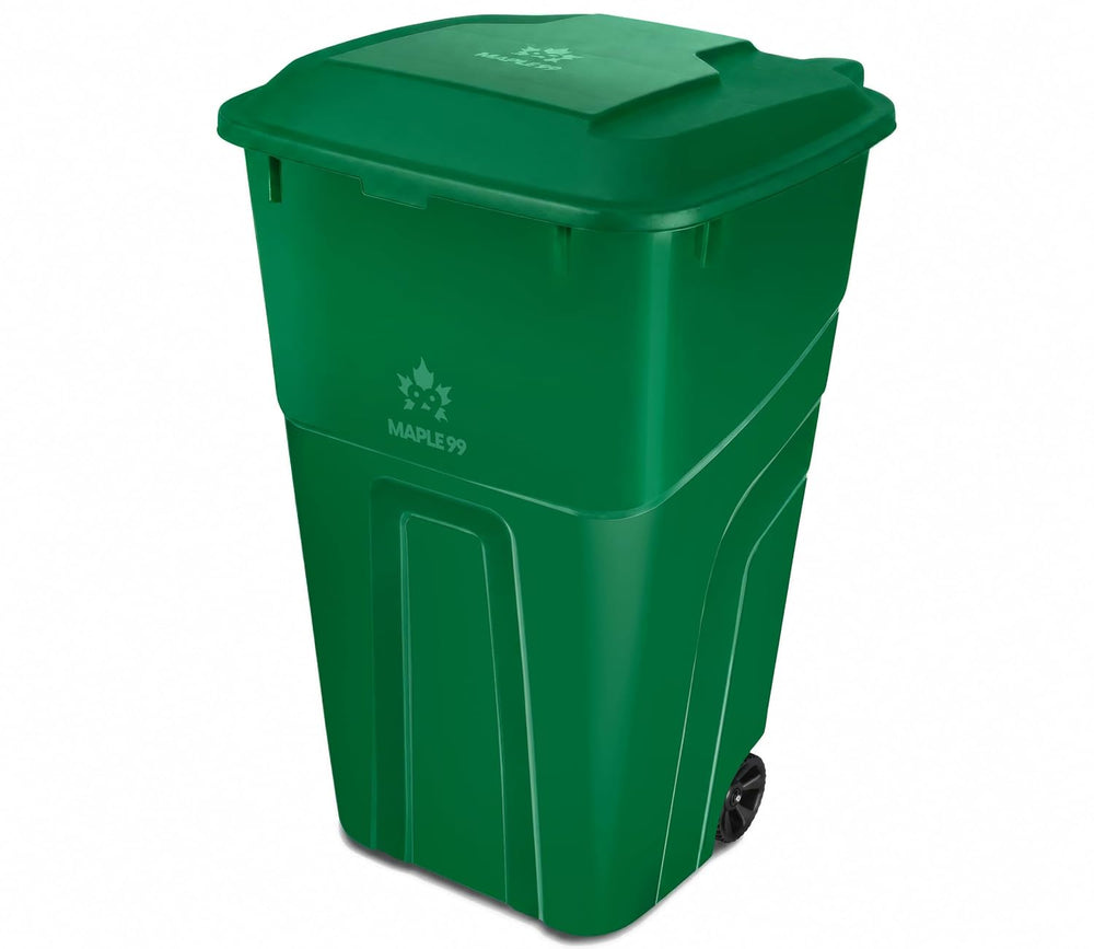 Outdoor Garbage Can with Lid, 32 Gallon Wheeled Large Trash Can, Snap Lid