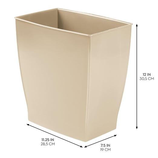 iDesign Small Rectangular Bathroom Trash Set of 4-Taupe Brown Waste Can - Image 4