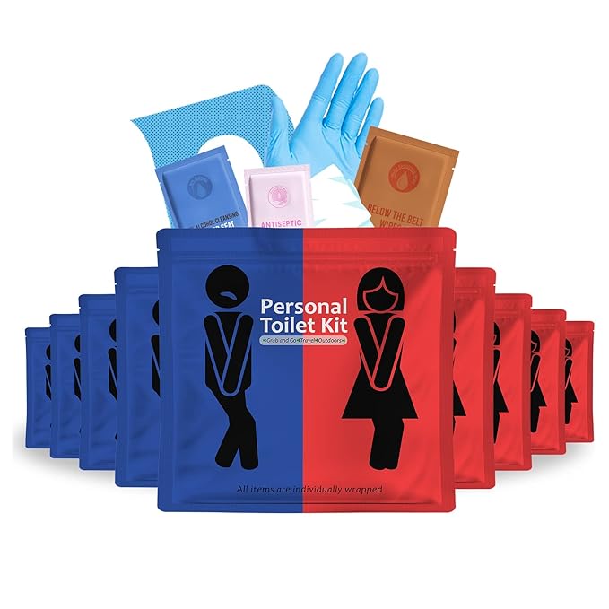 Personal Toilet Kit To Go – 10 Pack | Disposable Public Restroom Kit | by KitUSafe