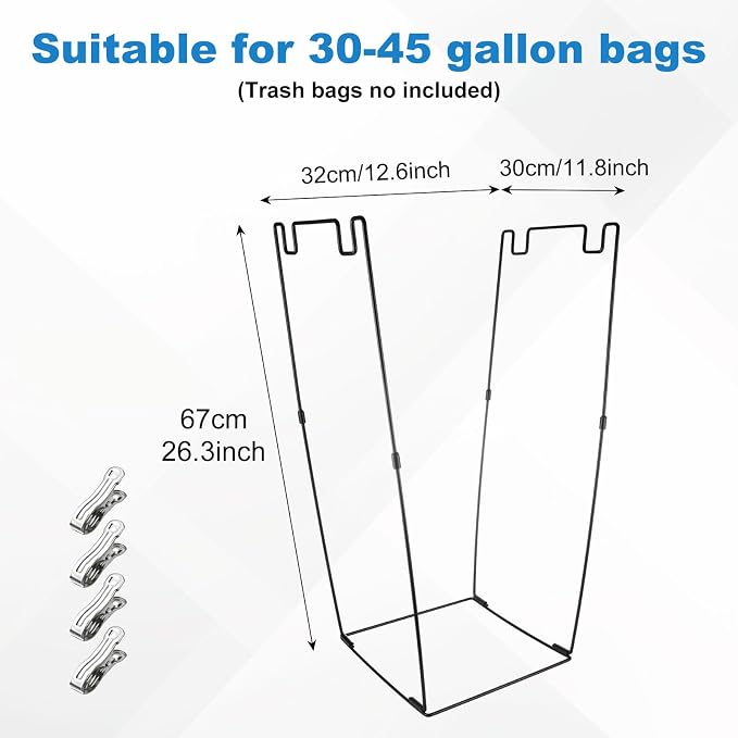 2 Pack Metal Trash Bag Holder, Garden Garbage Bag Holder - Image 2