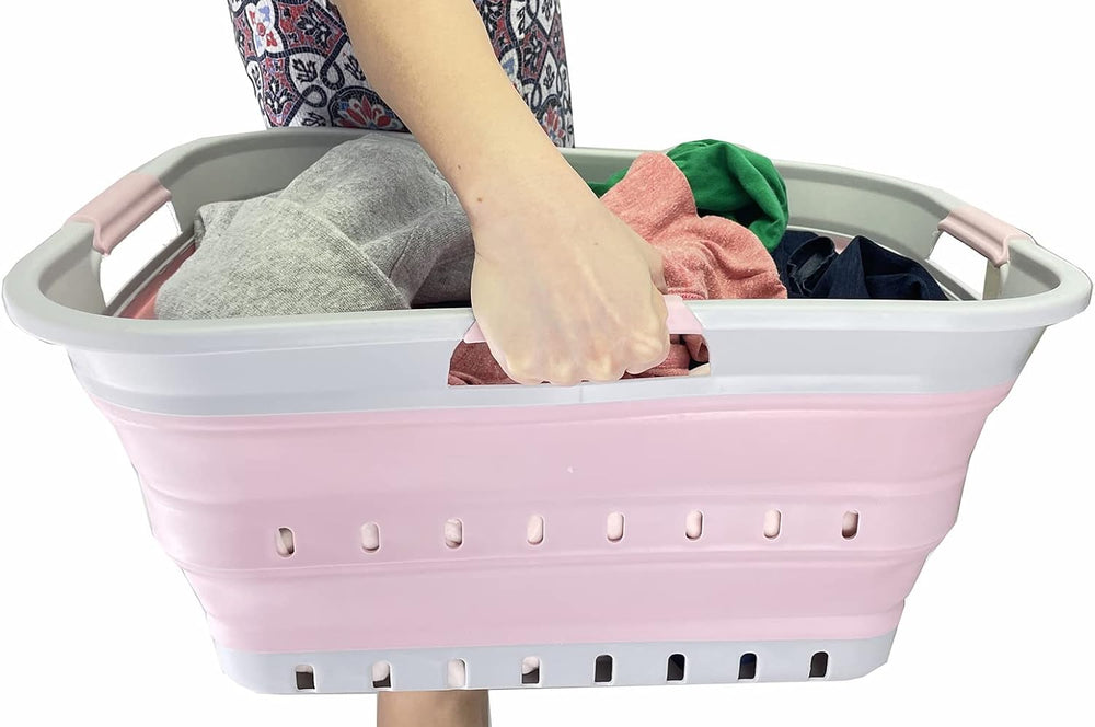 SAMMART 42L (11 gallon) Collapsible Plastic Laundry Basket - Foldable Pop Up ...