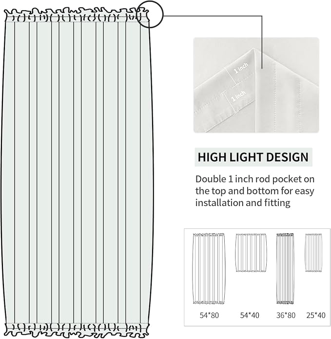 DWCN French Door Curtains – Rod Pocket Thermal Blackout Curtain - Image 3
