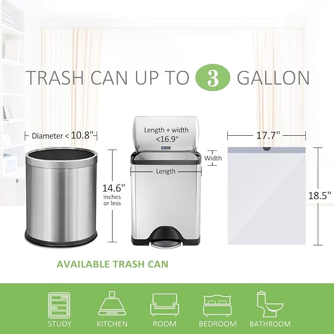 Teivio 3 Gallon 140 Counts Mini Strong Drawstring Trash Bags Garbage Bags - Image 2