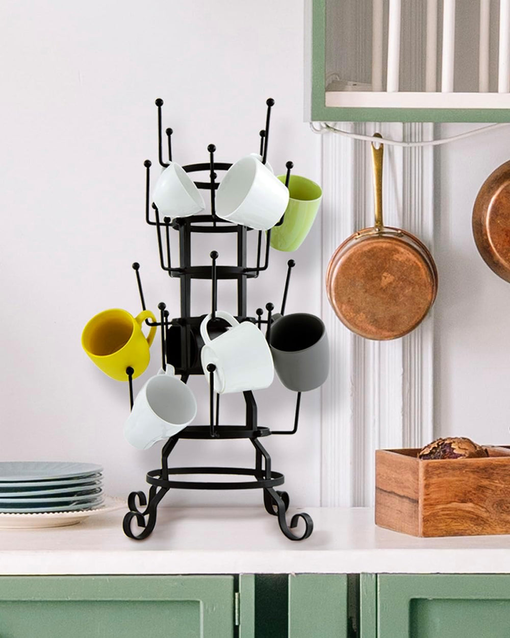 MyGift 24 Hook Rustic Mug Tree Holder for Coffee Cups & Glasses Rack