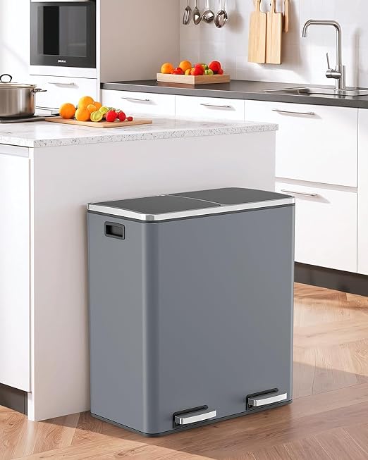 AthLike 60L Dual Trash Can, Stainless Steel Kitchen Garbage Can, Double - Image 8