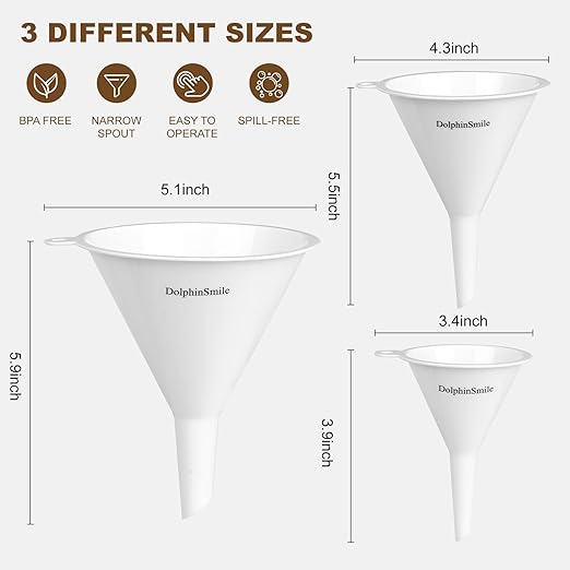 Plastic Kitchen Funnel Set of 3, Round Kitchen Funnels - Image 2