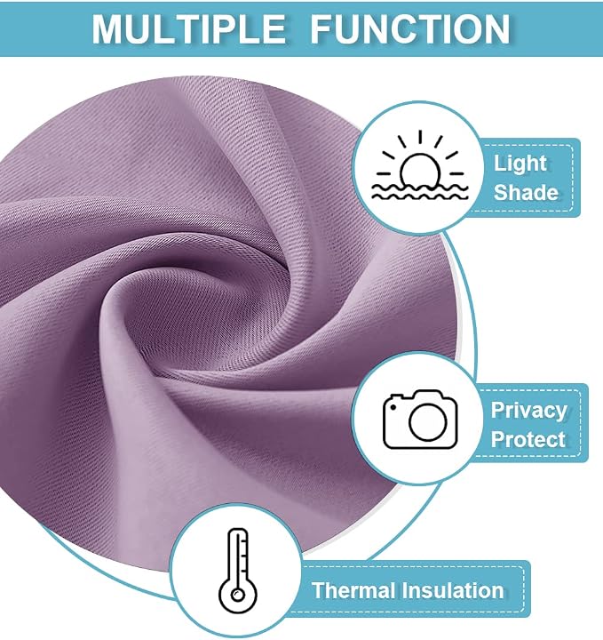 RYB HOME 70 inch Wide Curtains Blackout, Solid Durable Room Darkening Drapes - Image 6