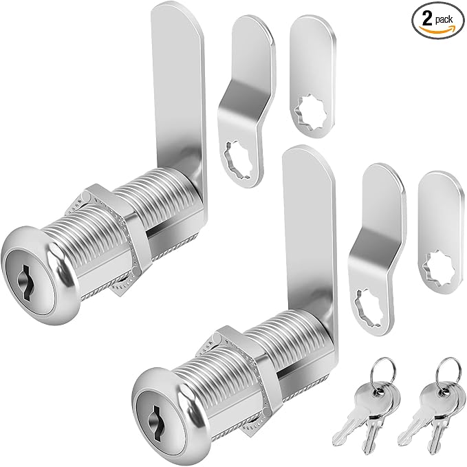 Cabinet Lock with Keys, 1-1/2" Long Cam Locks keyed Alike, Cam Lock Set by Unknown