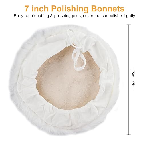 Linkstyle 6PCS 7 Inch Wool Buffing Pads Kit, Lambs Wool Polishing Bonnet Pads - Image 2