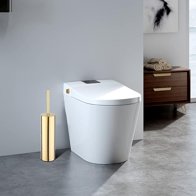 Toilet Brush and Holder Set Gold Stainless Steel, 304 Heavy Duty Round Toilet - Image 3