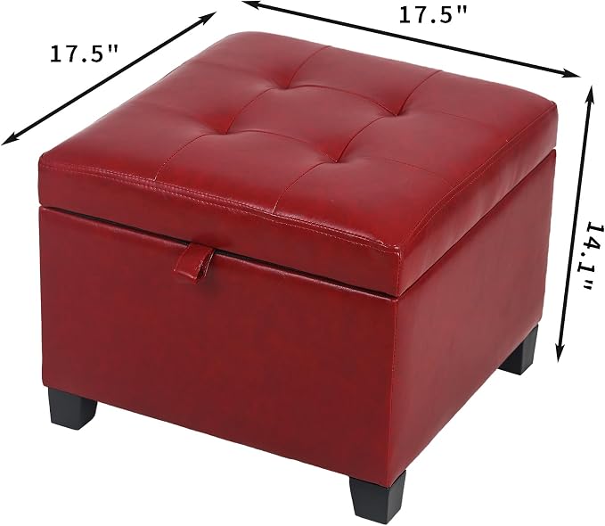 Adeco Faux Leather Storage Ottoman - Image 3