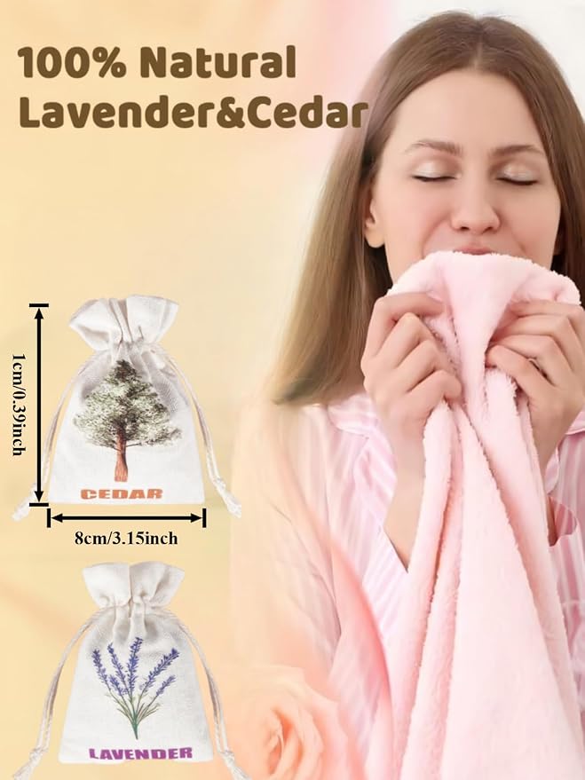 8 Pack Cedar Chips and Natural Dried Lavender Sachets Bags - Image 5