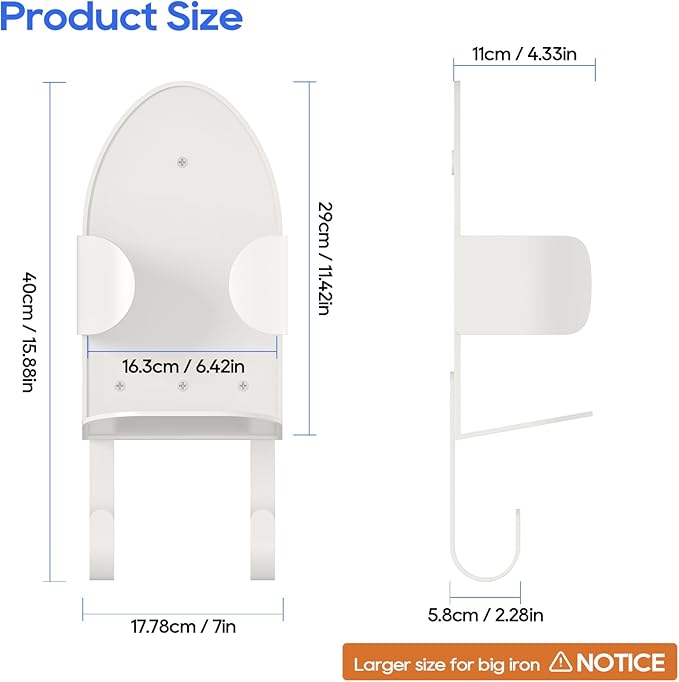 ORLESS Metal Large Ironing Board Holder Wall Mount, Ironing Board Hanger - Image 6