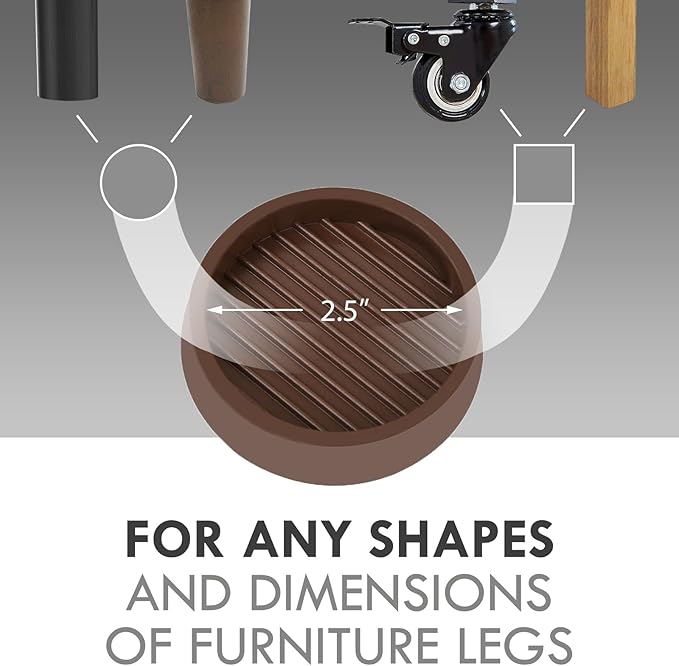 Non Slip Furniture Pads, 2.5” Round Rubber Caster Cups, Anti-Slip Gripper - Image 2