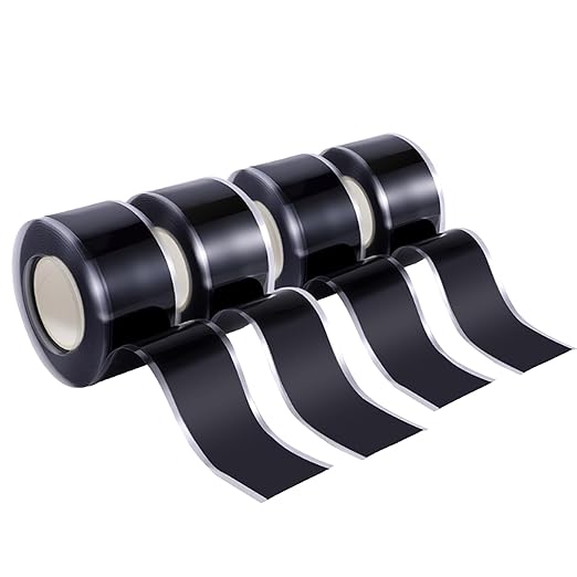 Self Fusing Silicone Tape 4 Rolls 1 in x 10' Black Waterproof Rescue Tape by Unknown