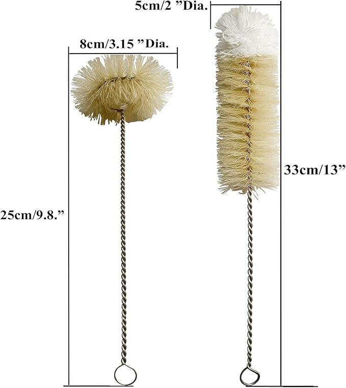 Coralpearl Bottle Brushes Thin Long Handle X 2, Skinny Wire Cleaner Set in - Image 2