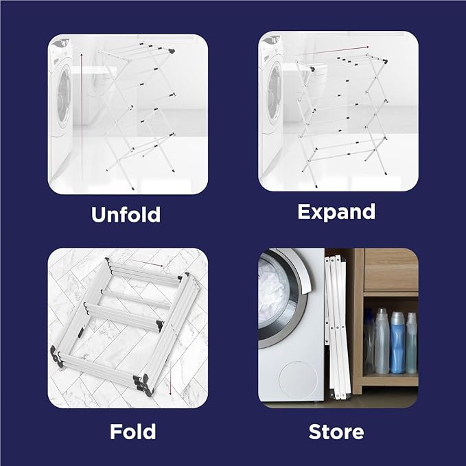 BLACK+DECKER 3 Tier Expandable Collapsing Foldable Laundry Rack - Image 7