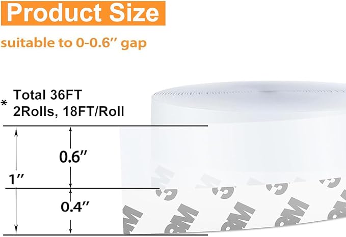 36 Ft Door Weather Stripping Door Seal Strip Tape, Silicone Door Draft Stopper - Image 2