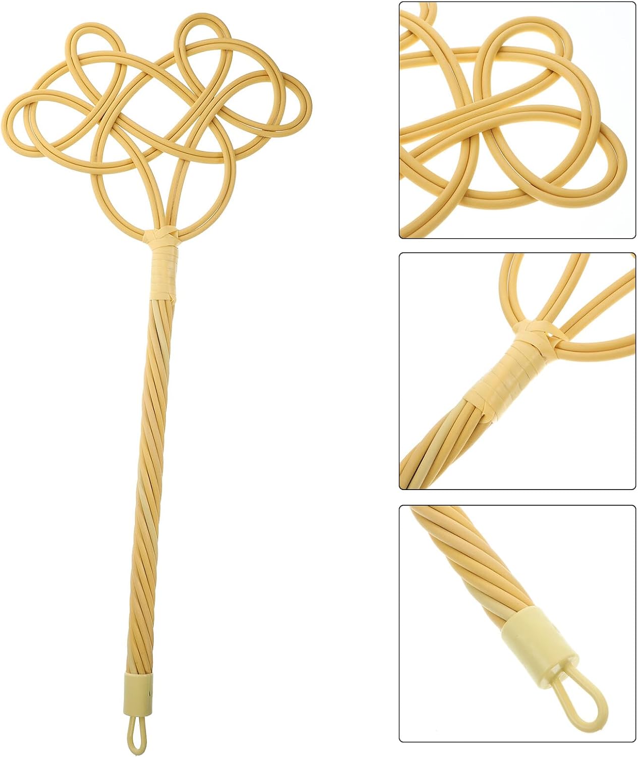 Artibetter Traditional Quilt Duster with Long Twisted Rattan Handle, Woven Carpet Rug Beater for Home Cleaning and Mattress Dust Removal, 1pcs Manual Dust Fluffer for Bedding and Upholstery