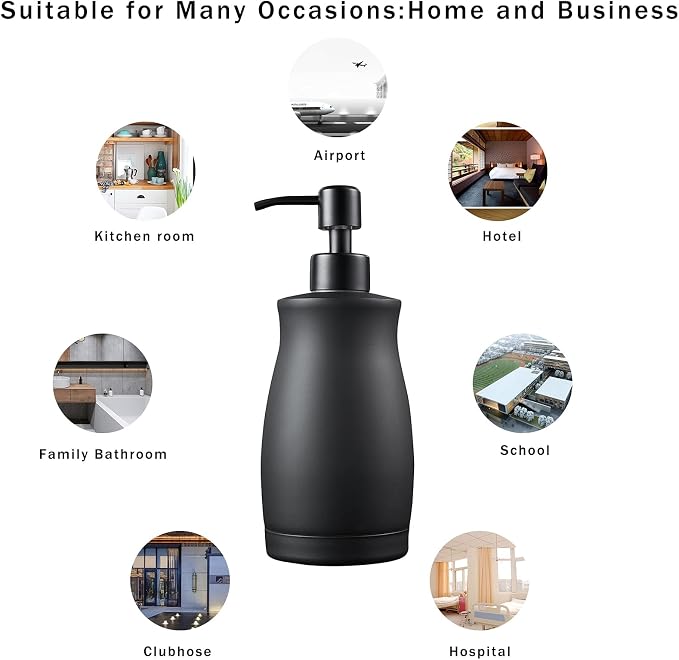 304 Stainless Steel Countertop Black Soap Dispenser Rust Resistant Leak-Proof - Image 5
